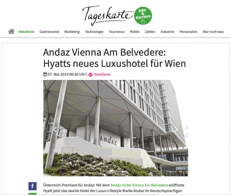 archisphere presse tageskarte andaz vienna hyatts luxushotel