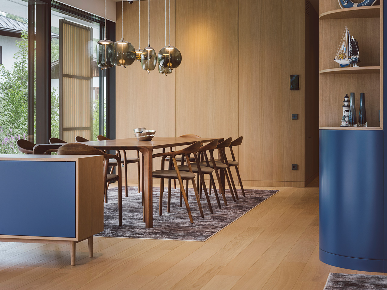 dining nook with nautical flair in austrian lake house designed by archisphere architects and interior designers in vienna photo copyright cristof wagner